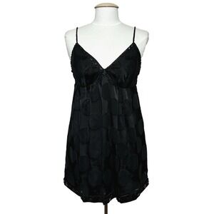 Nicole Womens Dress 10 Black Sheer Dot Beads Sequins Slip Whimsigoth Fairy Y2K